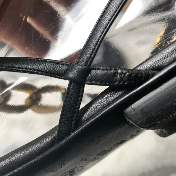 CHANEL Lambskin crystal encrusted gold link sandal - Picture 7 of 16